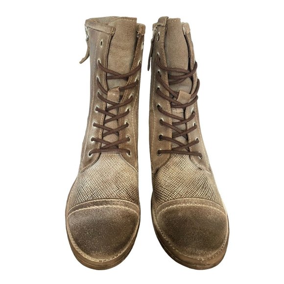 Roan by Bed Stu Womens Size 7 Leather Affair Distressed Combat Boots Zip Lace - Picture 4 of 7